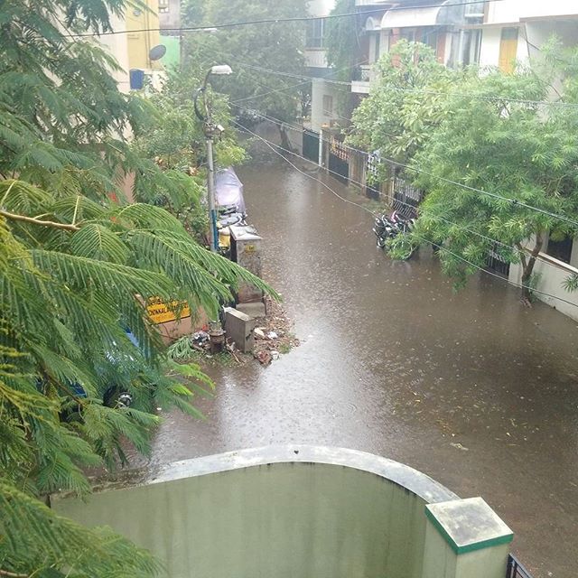 Flooded street in Mandaveli (by Sanjay)