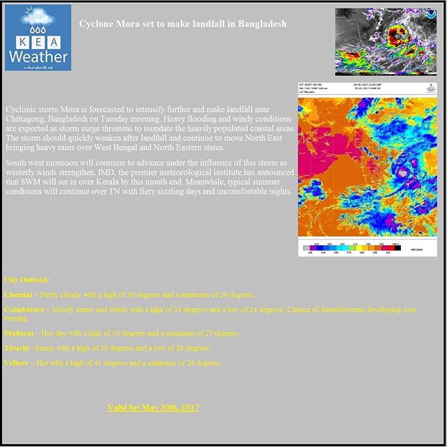 Forecast for May 30th, 2017